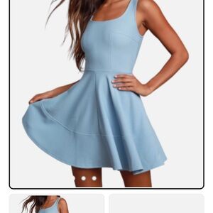 Lulus Blue Periwinkle Home Before Daylight Skater Dress Size Medium